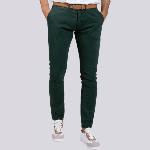 Celopman Slim Fit Chinos - Bottle Green