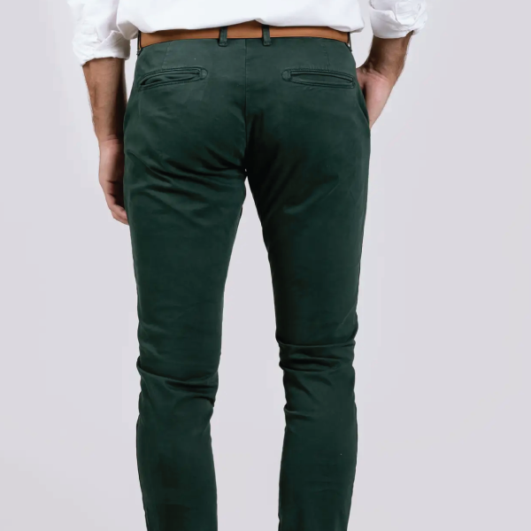 Celopman Slim Fit Chinos - Bottle Green