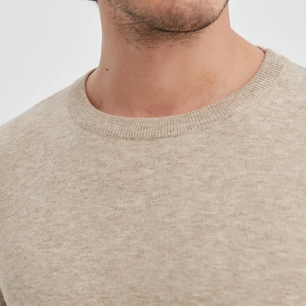 Paris "Cashmere Touch" Round Neck Sweater – Beige