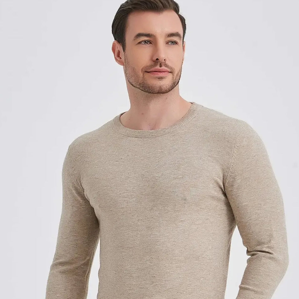 Paris "Cashmere Touch" Round Neck Sweater – Beige