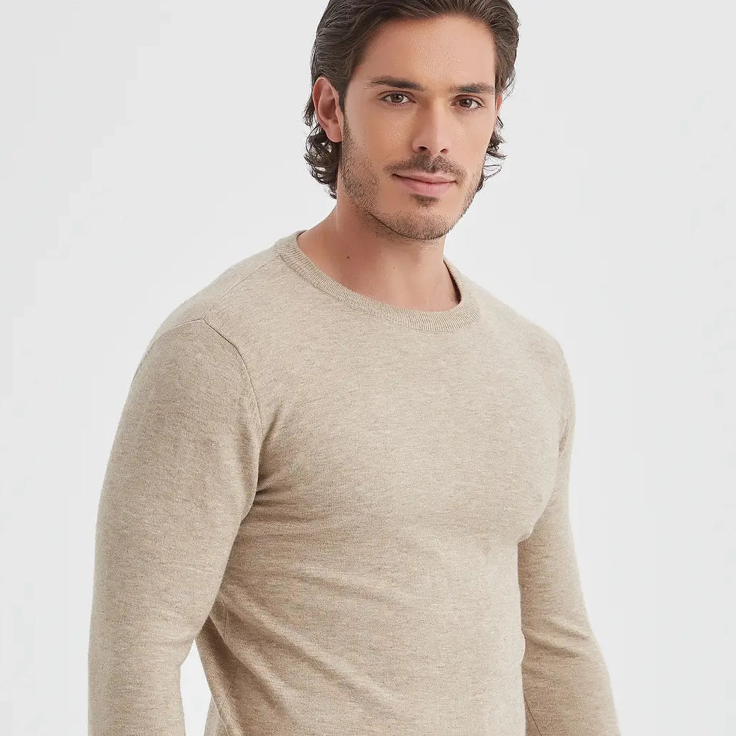 Paris "Cashmere Touch" Round Neck Sweater – Beige