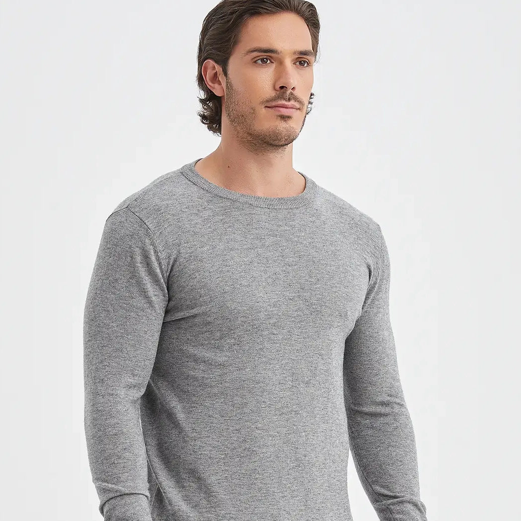 Paris "Cashmere Touch" Round Neck Sweater – Grey