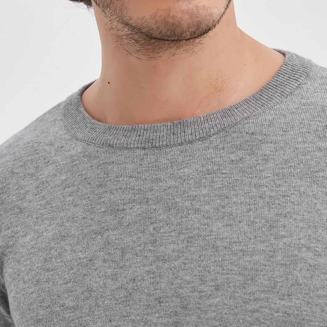 Paris "Cashmere Touch" Round Neck Sweater – Grey